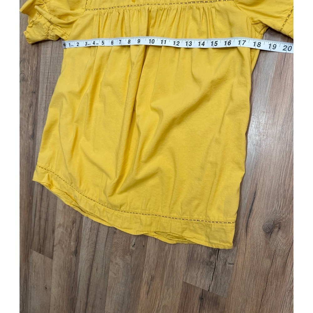Old Navy Mustard Yellow Boho Peasant Blouse Medium‎ Relaxed Fit Short Sleeve - Picture 8 of 9